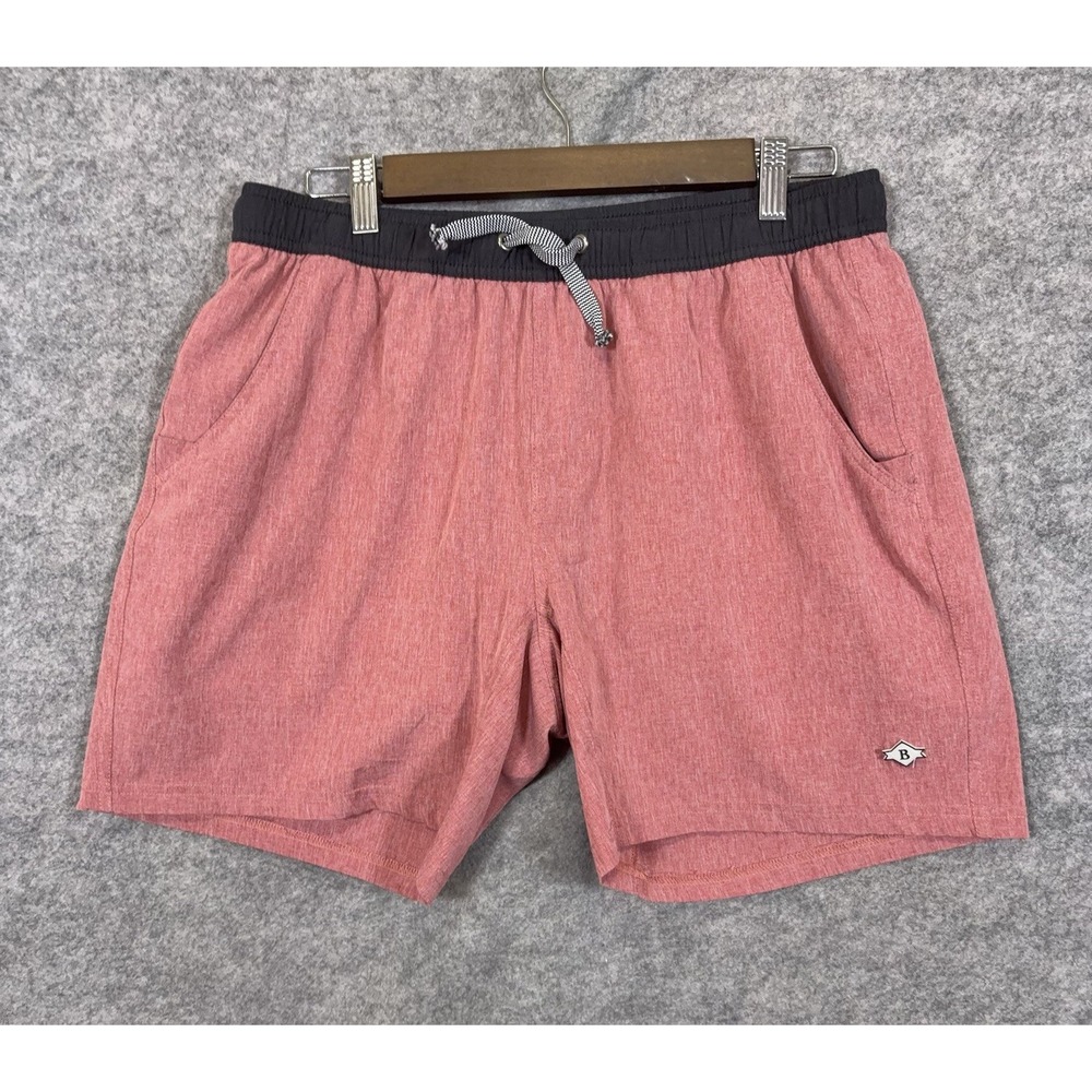 Burlebo Athletic Shorts Men Sz M Heather Red Lined 4-Way Stretch 7" Inseam